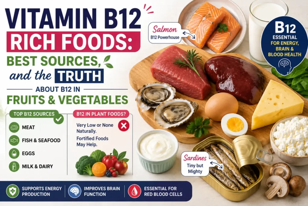 Vitamin B12 Rich Foods: Best Sources, and the Truth About B12 in Fruits & Vegetables